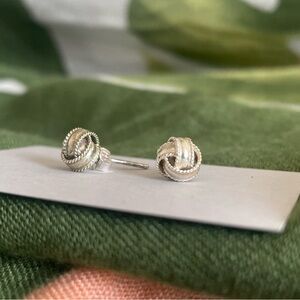 Elegant Silver Knot Stud Earrings